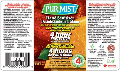 Purmist 100ml Bottle Label (Energizing Orange)